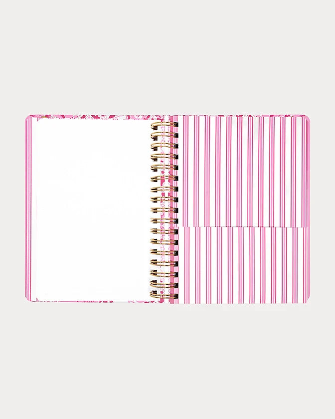 Pink floral Lilly Pulitzer 2026-2027 17 Month Large Agenda  Color in Conch Shell Pink Burst Of Joy