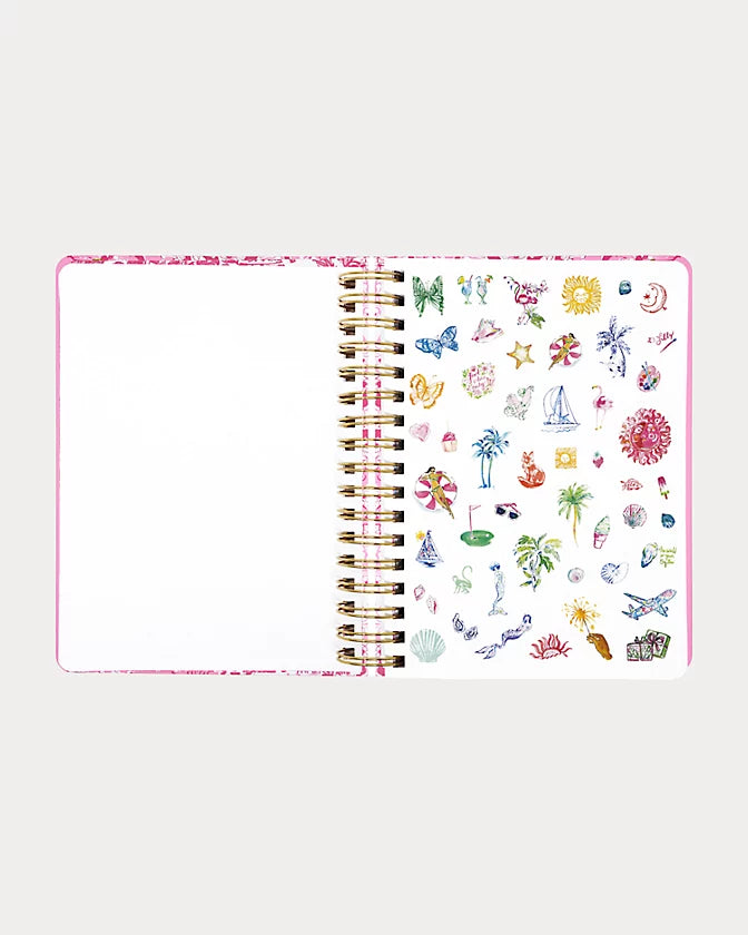 Pink floral Lilly Pulitzer 2026-2027 17 Month Large Agenda  Color in Conch Shell Pink Burst Of Joy