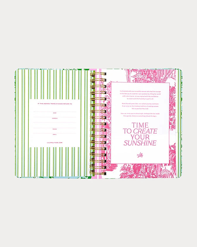 Lilly Pulitzer 2026-2027 17 Month Large Agenda Mint Condition Burst Of Joy color with floral design