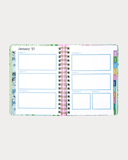 Lilly Pulitzer 2026-2027 17 Month Large Agenda Mint Condition Burst Of Joy color with floral design