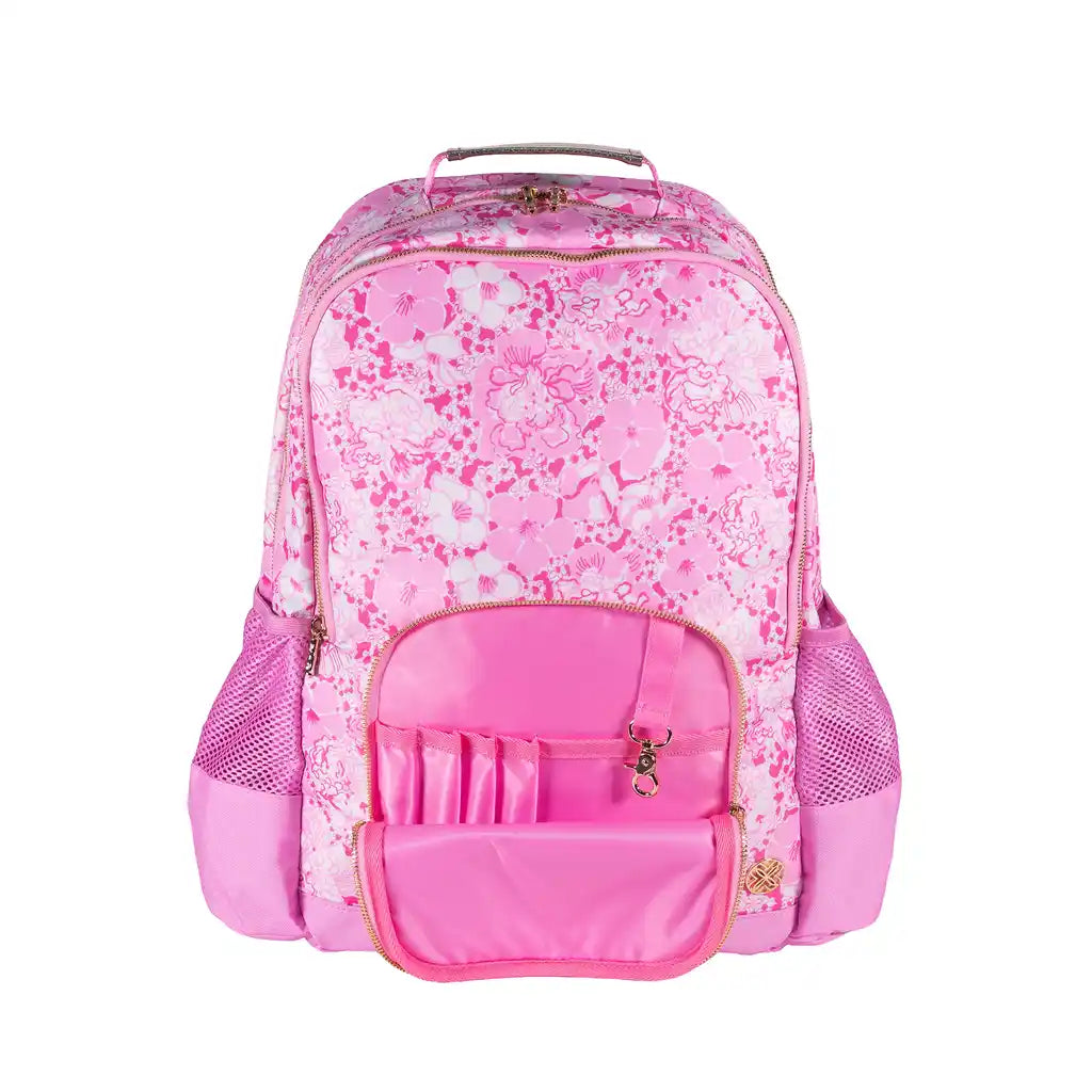 Lilly Pulitzer Backpack Conch Shell Pink  Pink floral patterned backpack