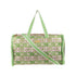 A Lilly Pulitzer Duffle Tote, Tropical Tiles tote bag with a green and pink citrus slice pattern, featuring pale green handles and a small gold-tone Lilly Pulitzer logo plaque. 