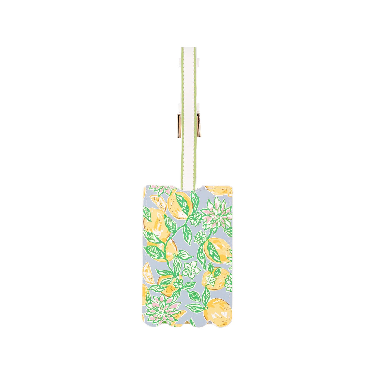 Lifeguard Press luggage tag featuring a bright lemonade design with colorful text and illustrations for travel identification.