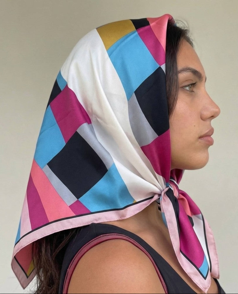 Striped Color Square Scarf