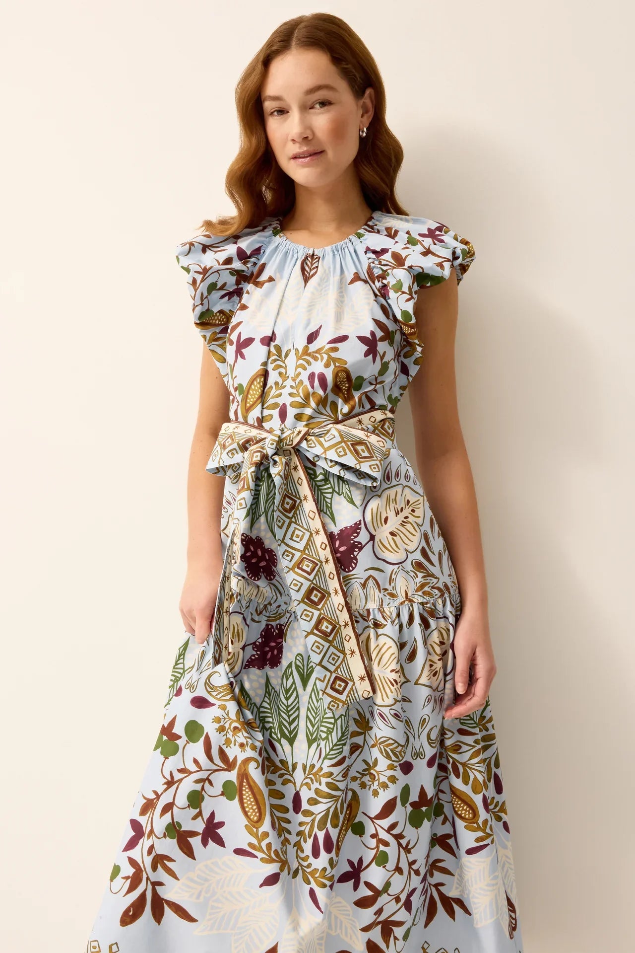 Marie Oliver Leena Dress featuring a floral print, flowing silhouette, and soft fabric, perfect for casual or semi-formal occasions.