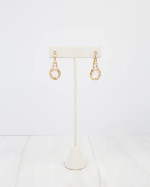 gold Medford Circular Drop Hoop Earring Clear