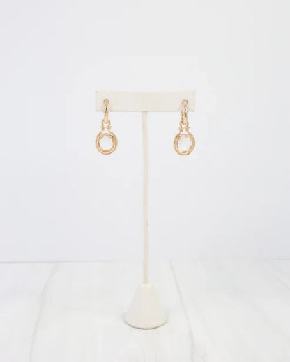 gold Medford Circular Drop Hoop Earring Clear