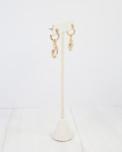 Medford Circular Drop Hoop Earring Clear gold