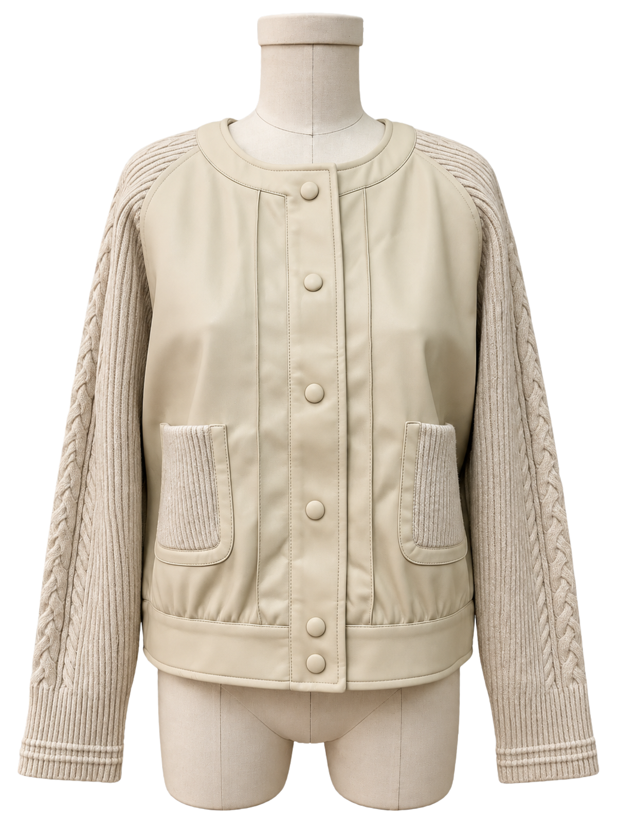 Mixed Media Cream Jacket