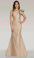 One Shoulder Floral Embossed Evening Dress - Gia Franco 12375