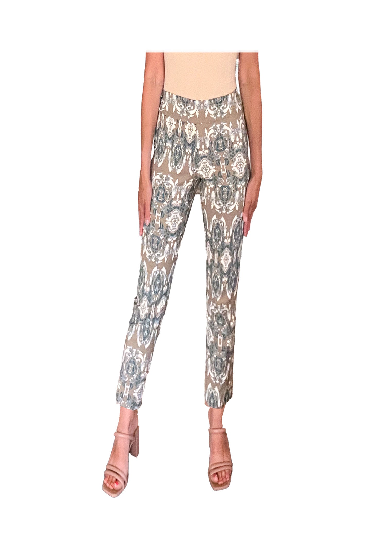 Krazy Larry | Taupe Mosaic Print Pant