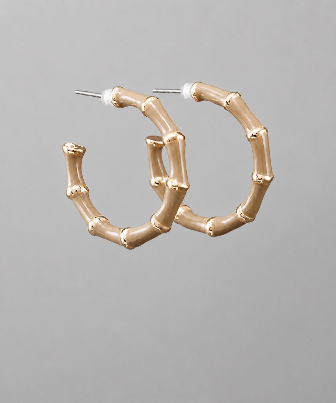 Enamel Bamboo Hoops Earrings