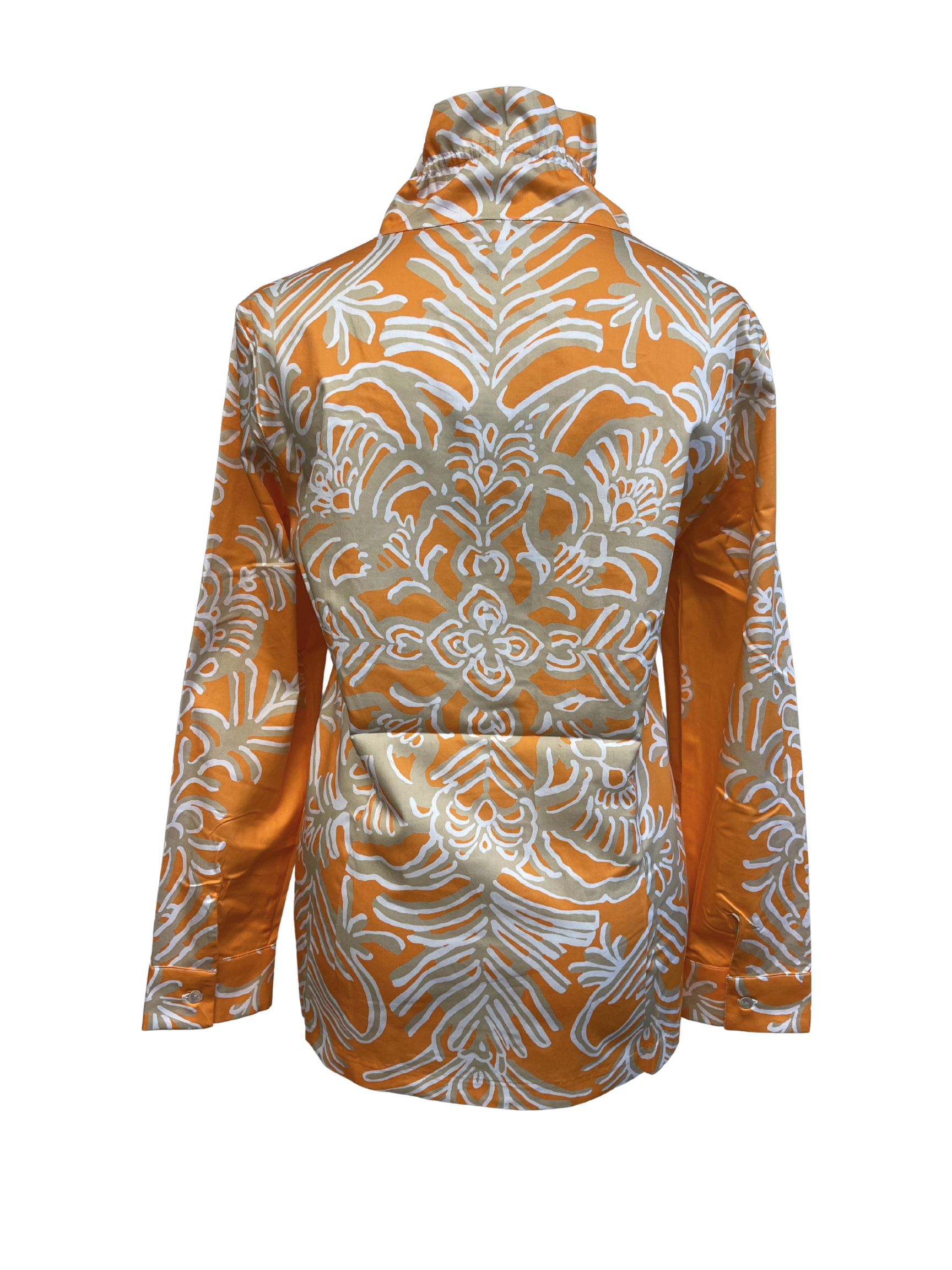  Patty Kim Elizabeth Blouse - Tangerine orange floral patterned shirt