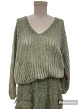 Load image into Gallery viewer, Look Mode | Olive Open Knit Sweater
