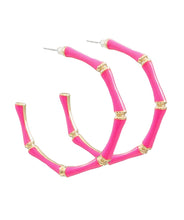 Load image into Gallery viewer, Evelyne Talman | Enamel Bamboo Hoops
