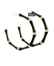 Load image into Gallery viewer, Evelyne Talman | Enamel Bamboo Hoops
