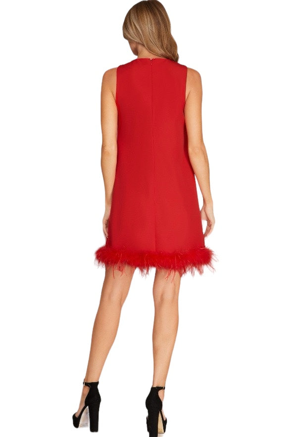 Evelyne Talman | Red Feather Dress