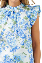 Load image into Gallery viewer, Evelyne Talman | Blue Floral Poplin Top
