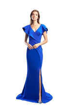Load image into Gallery viewer, Daymor Couture | Vneck Gown with Ruffle Sleeve
