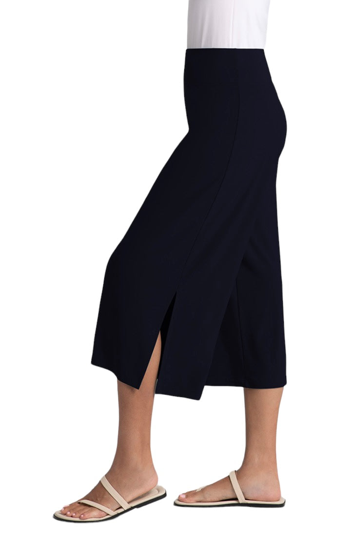 Sympli | Side Slit Wide Capri Navy