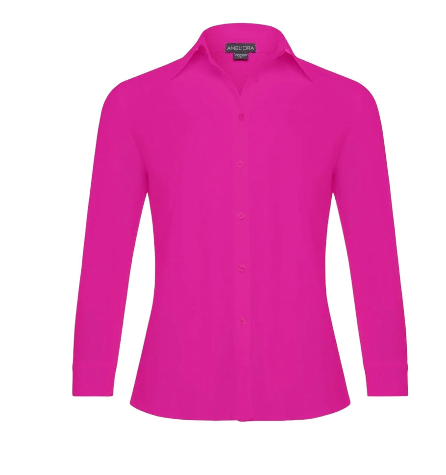 Ameliora | Diane Travel Shirt in Hot Pink