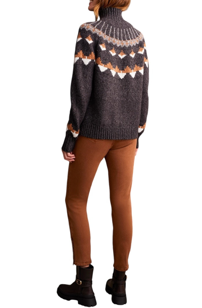 Tribal | L/s Mock Nk Intarsia Sweater