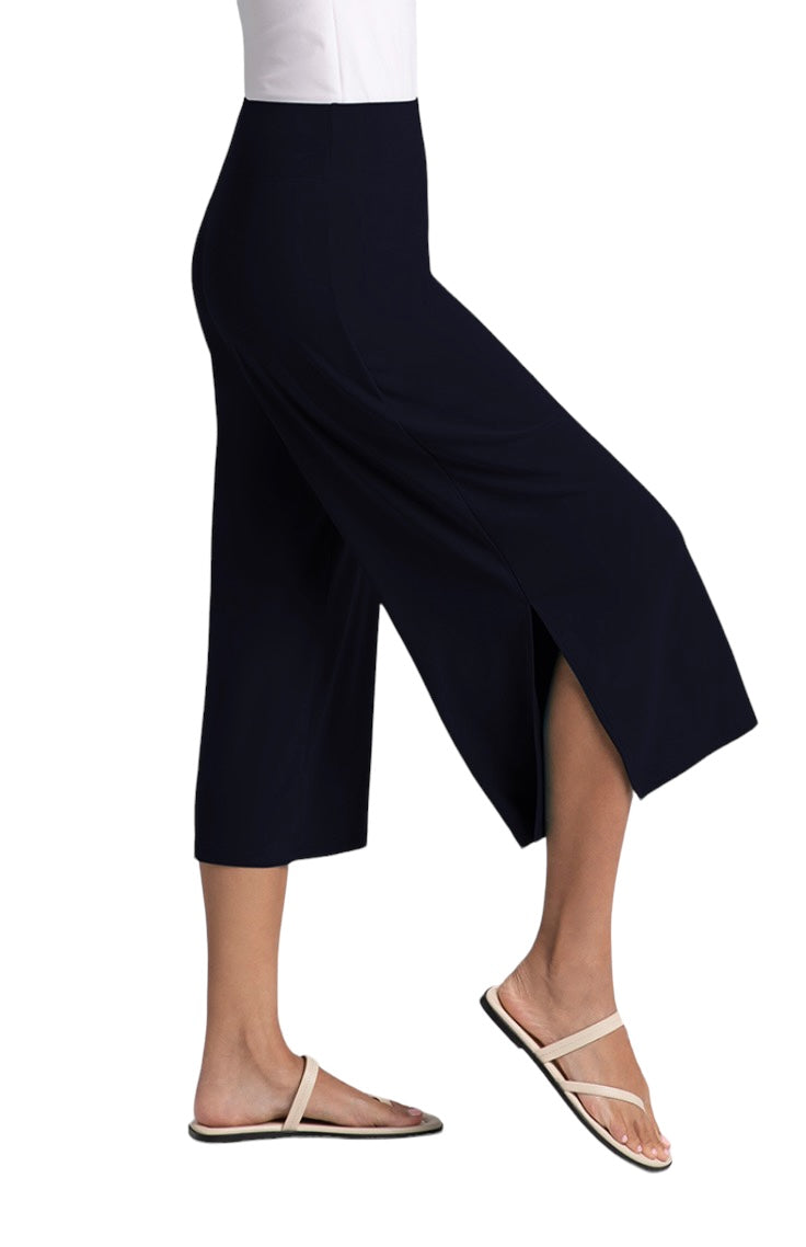 Sympli | Side Slit Wide Capri Navy