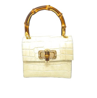 German Fuentes | Bamboo Handle Handbag Lt Beige