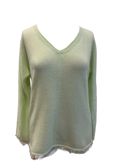 Pureamici |Raw Edge V Neck Sweater