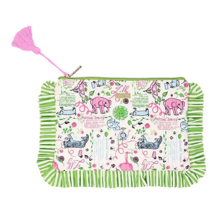 Quilted Ruffle Pouch, Celebrate with Lilly