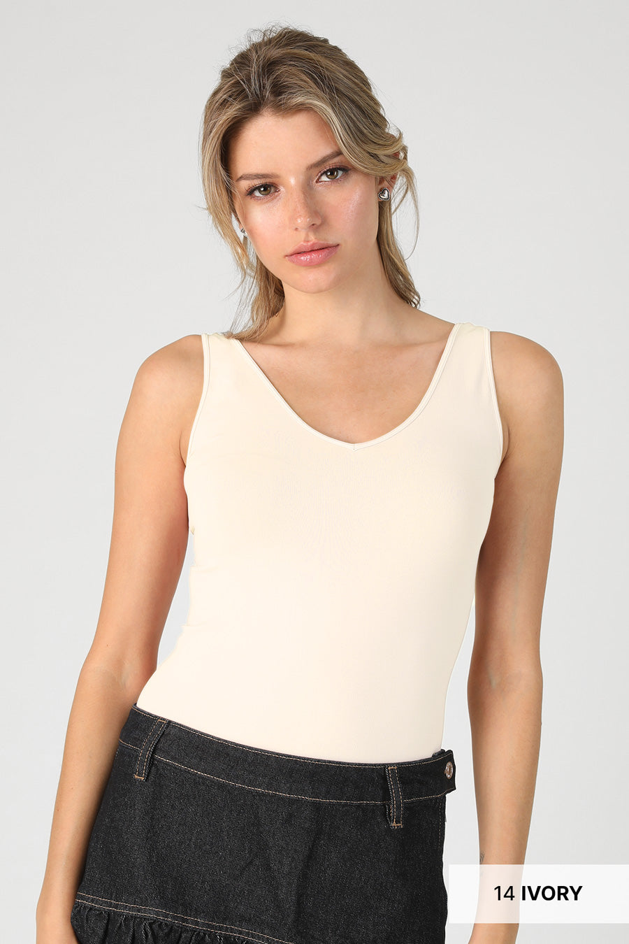Women’s Reversible Tank Top in Ivory beige