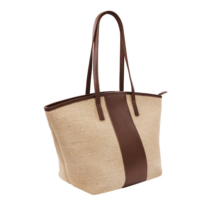 Sondra Roberts | Raffia Tote with Faux Leather