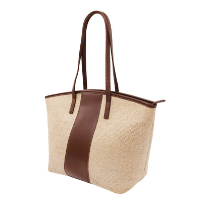 Sondra Roberts | Raffia Tote with Faux Leather