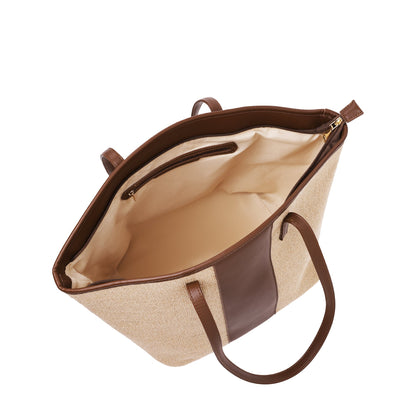 Sondra Roberts | Raffia Tote with Faux Leather