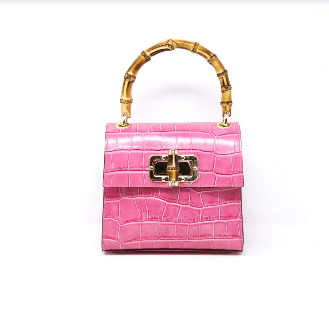 German Fuentes | Bamboo Handle Handbag Fushia