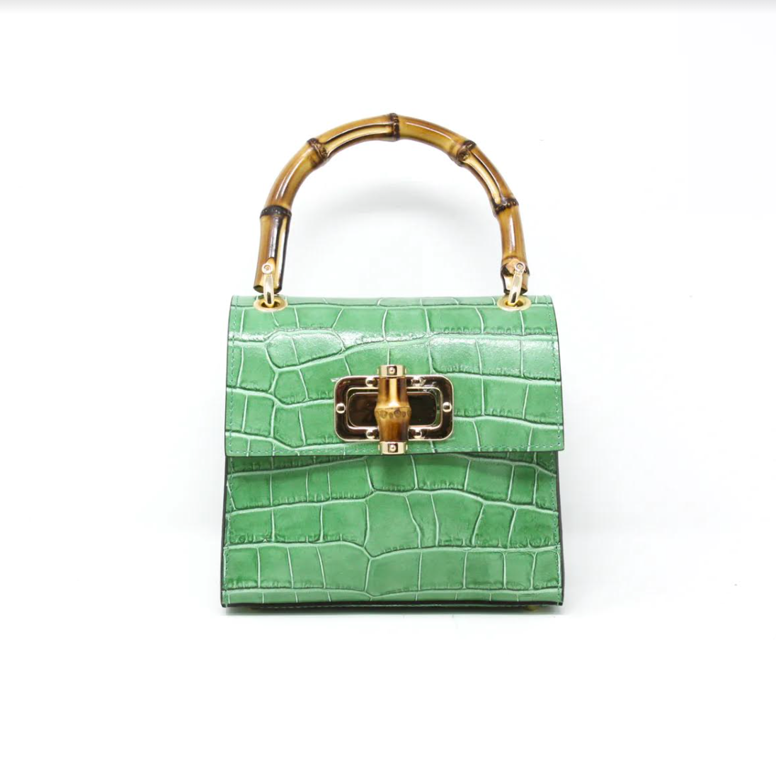 German Fuentes | Bamboo Handle Handbag Green | German Fuentes | Cloister Collection Designer Fashion