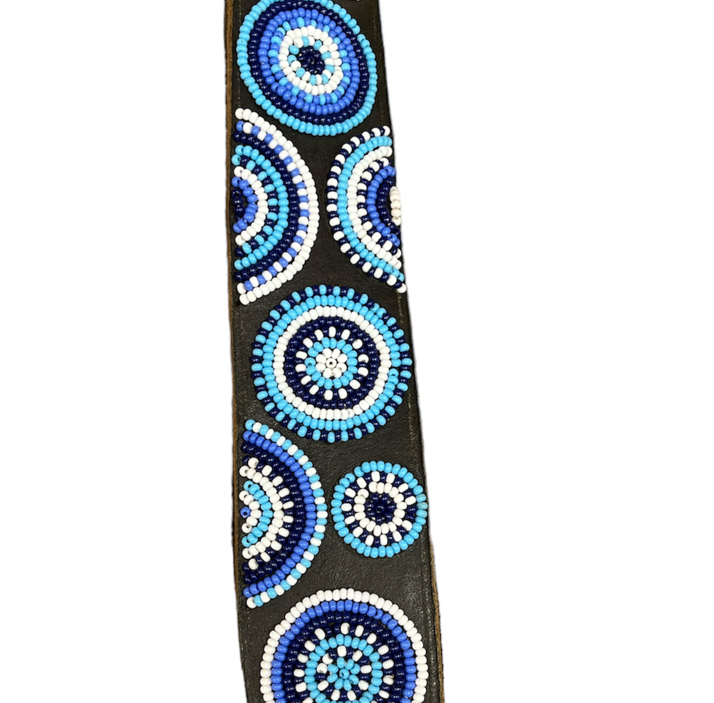 Live Hooked | Beaded Belt Blue Circles | Live Hooked | Cloister Collection Designer Fashion