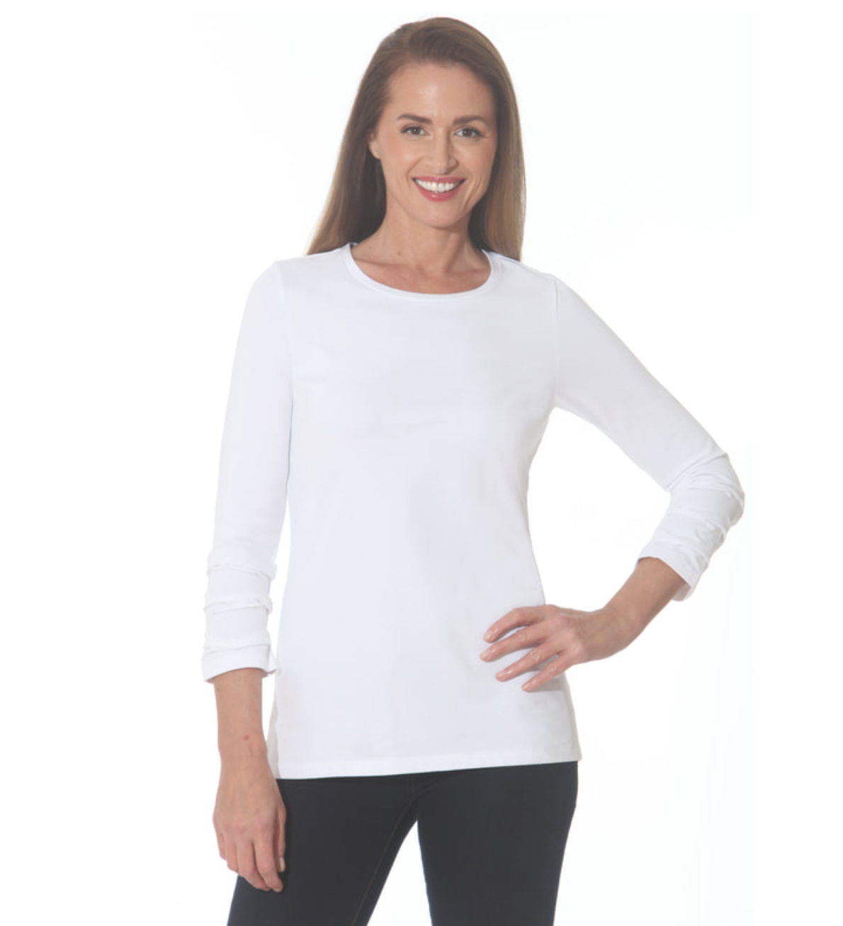 Eli | White Ruched Sleeve Tunic