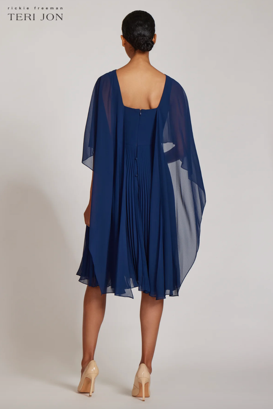 Teri Jon | Pleated Dress W/overlay