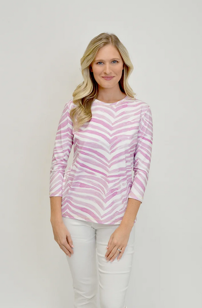 Ilinen | Pink Zebra Print Top