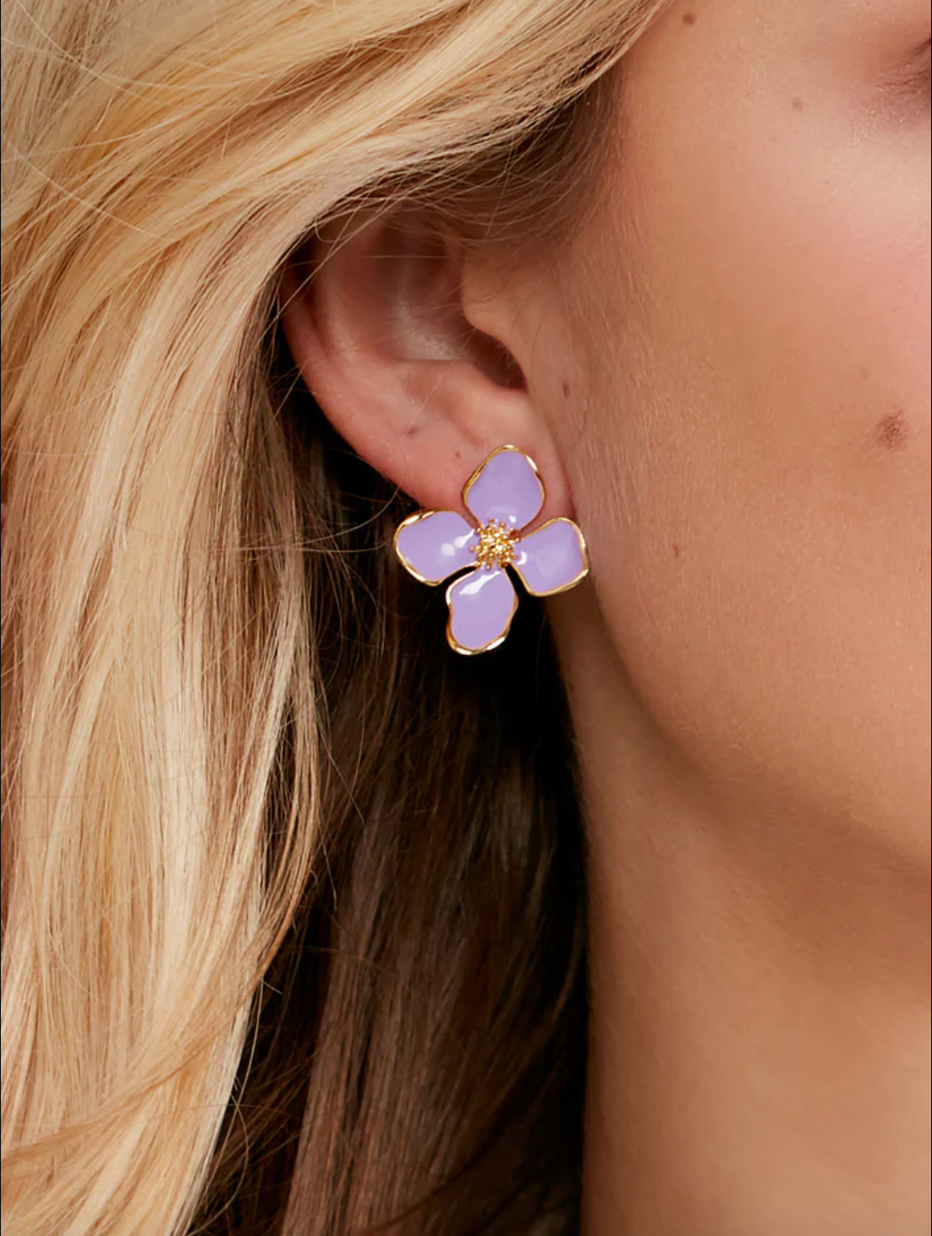 Zenzii | Enamel Flower Stud Orang