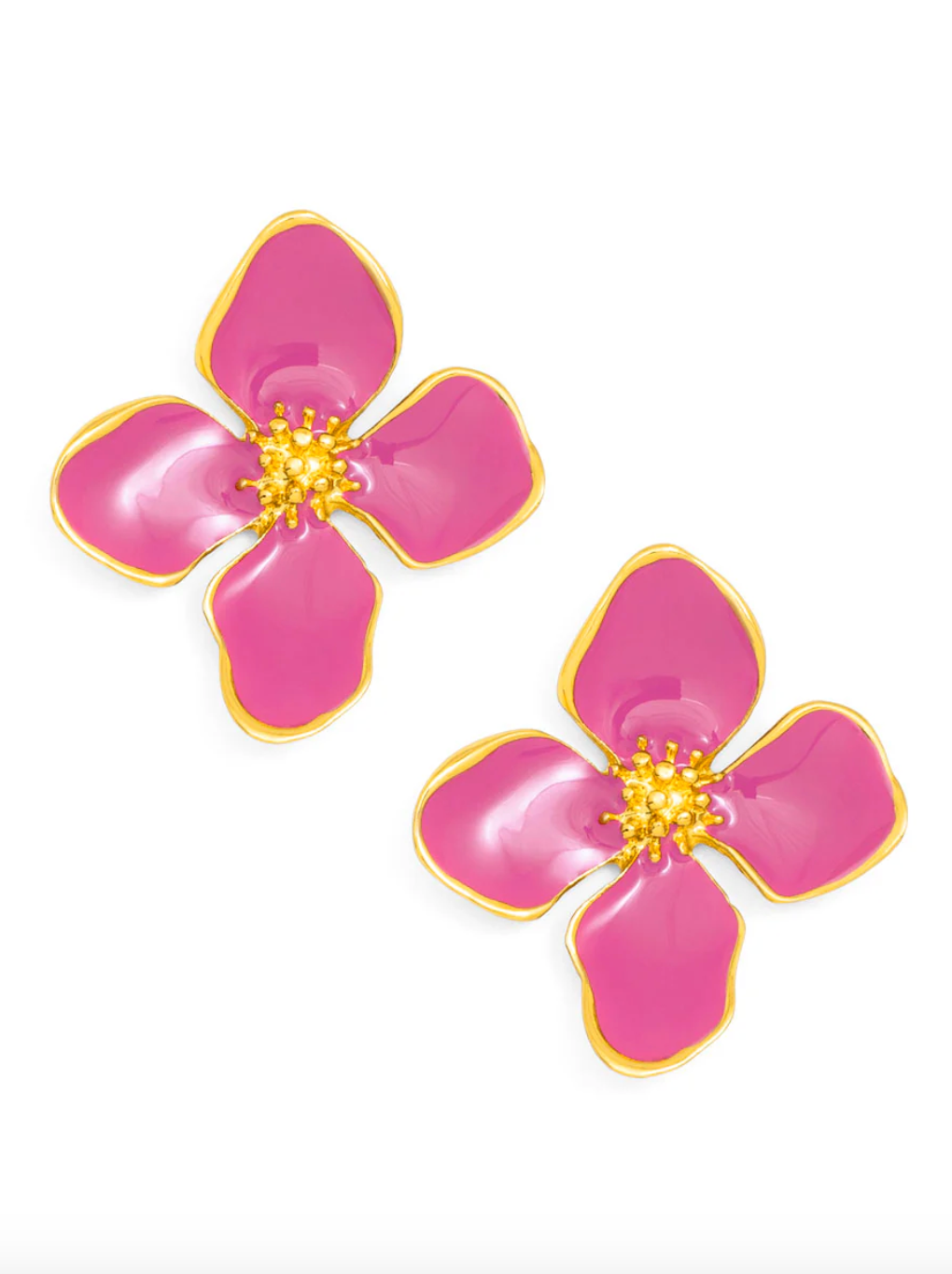 Zenzii | Enamel Flower Stud Hot Pink | Zenzii | Cloister Collection Designer Fashion