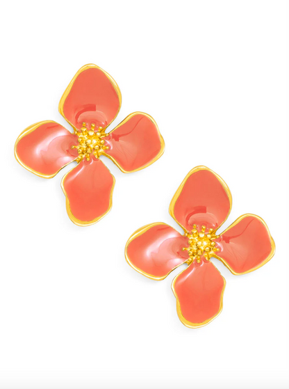 Zenzii | Enamel Flower Stud Orang