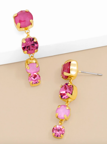 Zenzii | 4 Stone Drop Earring Pink