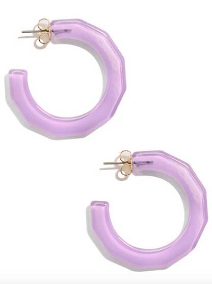 Zenzii | Large Textured Open Hoop Resin - Lavender