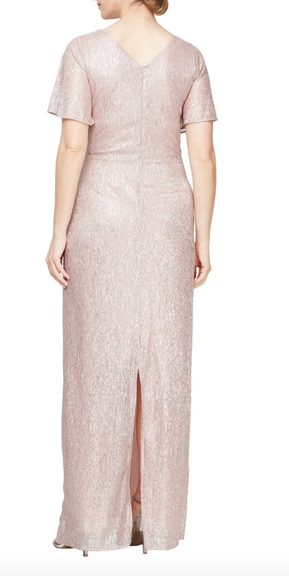 Alex Evenings | Long Knit Metallic Gown