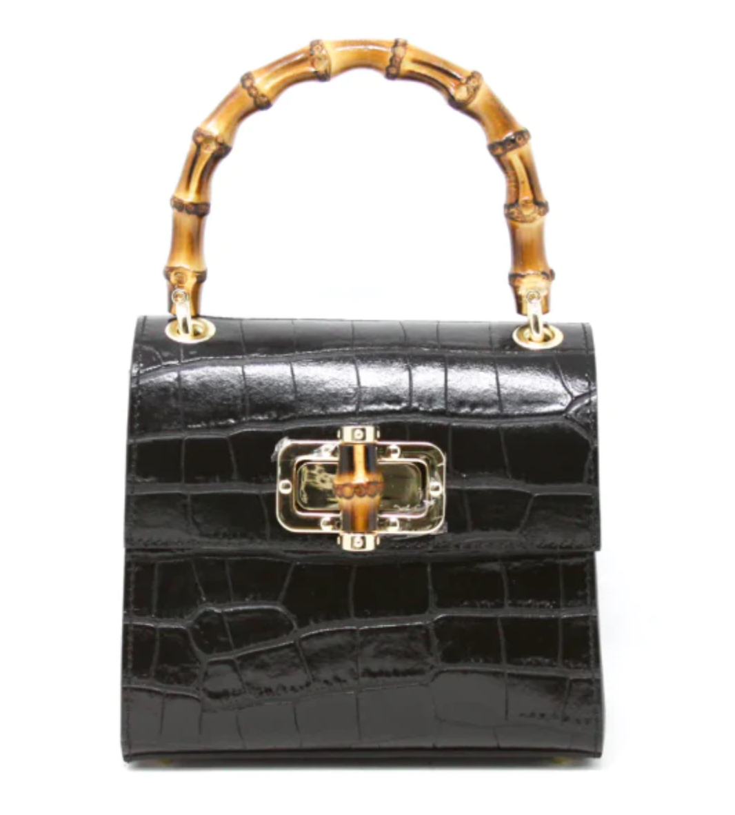 German Fuentes | Bamboo Handle Handbag Black