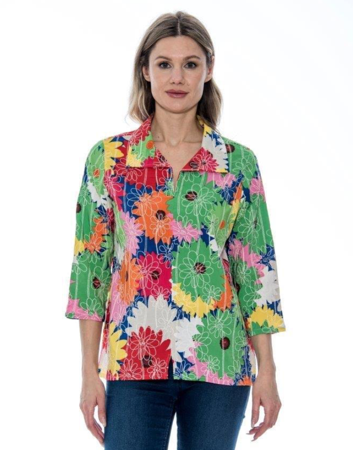 Too Fan | Bright Floral Top