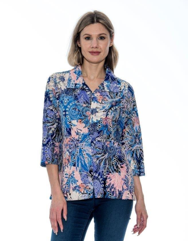 Too Fan | Blue Multi Blouse