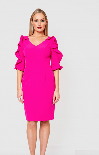 Posh | Vnk Dress W/ruff Sleeve